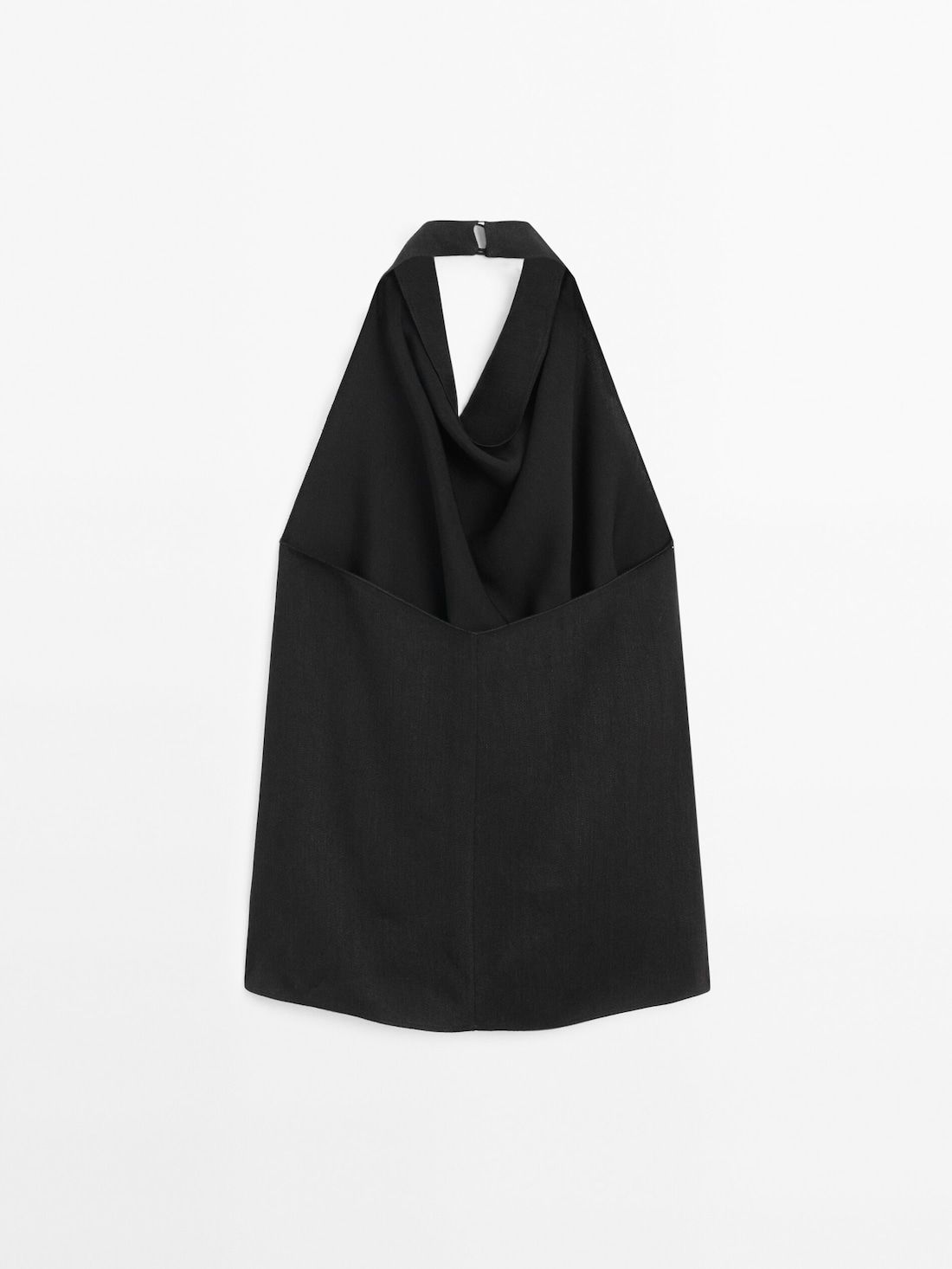 Massimo Dutti Halter With Gathered Detail Women Top Black | US-NF6209753