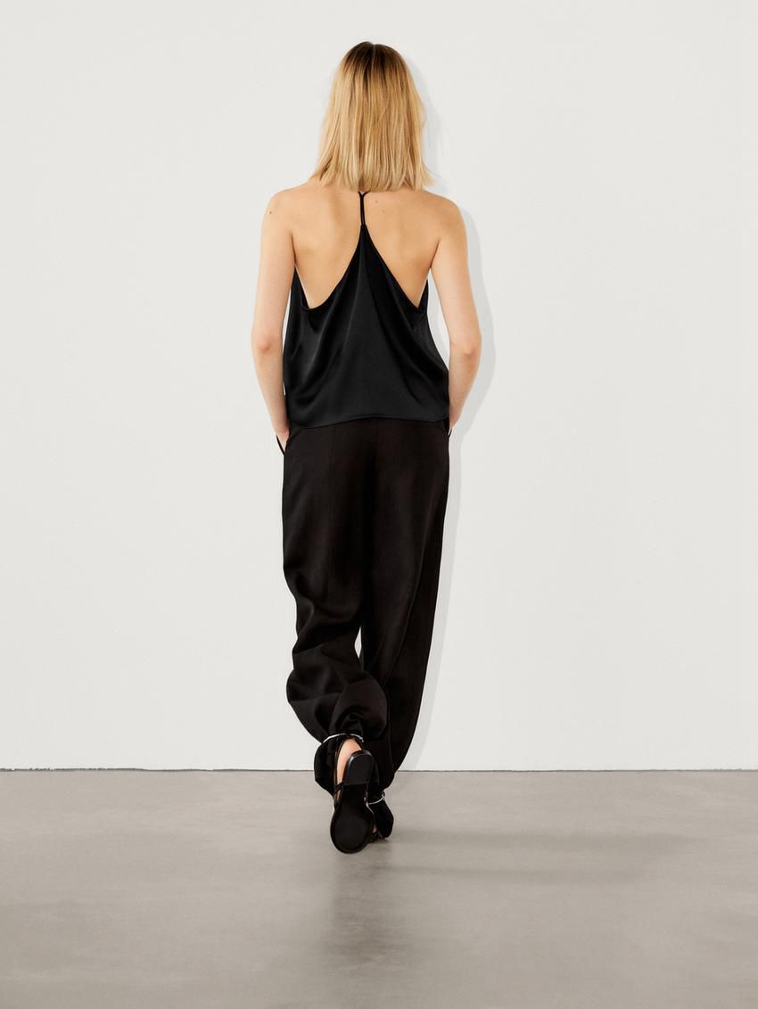 Massimo Dutti Halter With Open Back Women Top Black | US-UH8752913