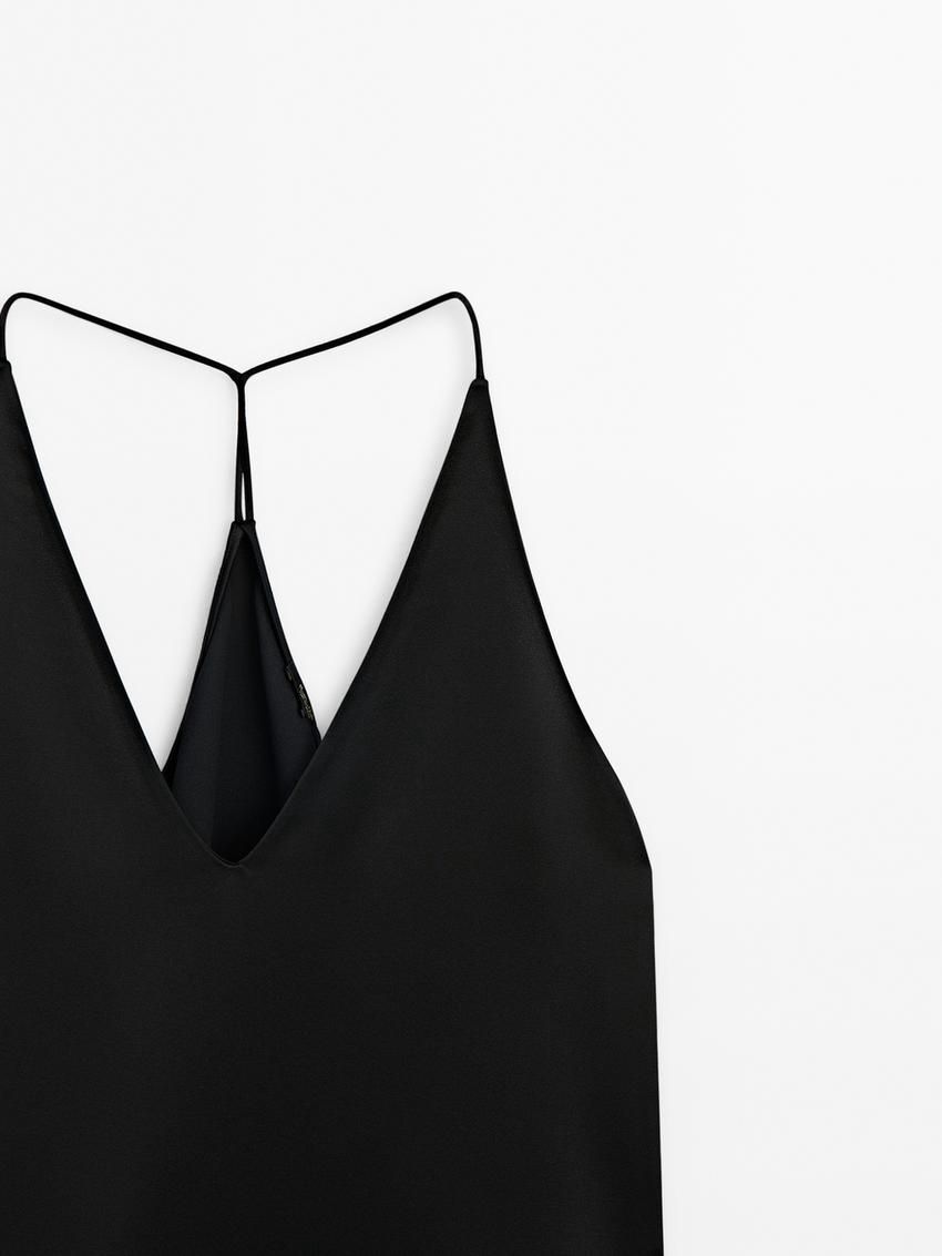 Massimo Dutti Halter With Open Back Women Top Black | US-UH8752913