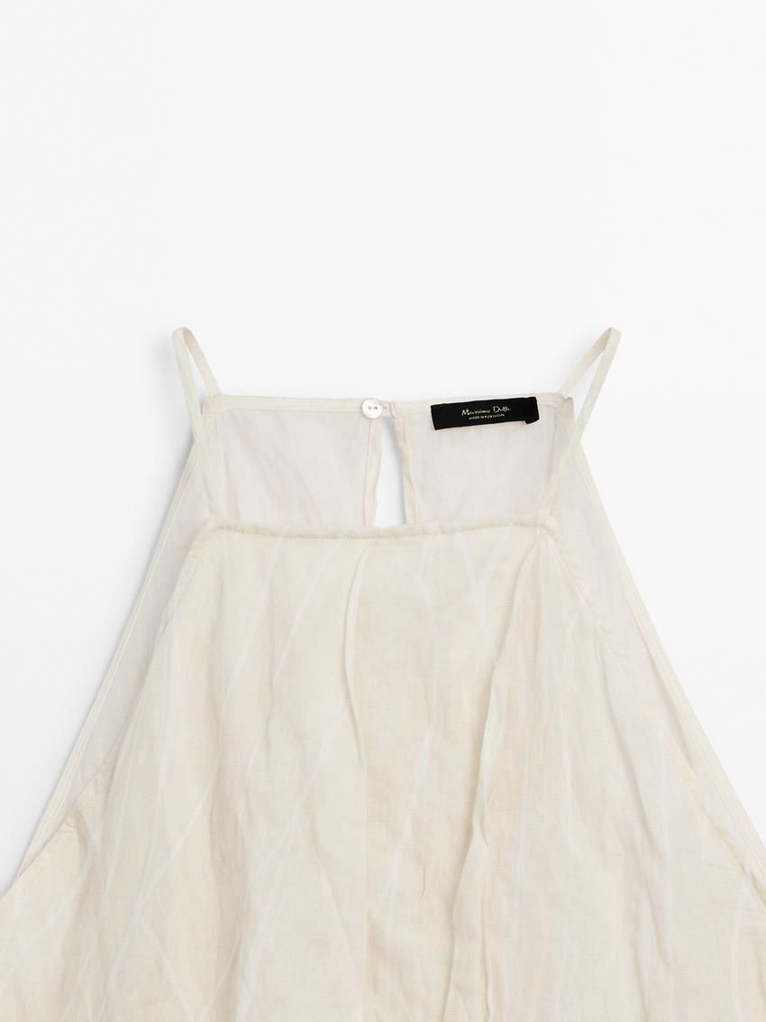 Massimo Dutti Halter With Roots Print Women Top Cream | US-EP9125476