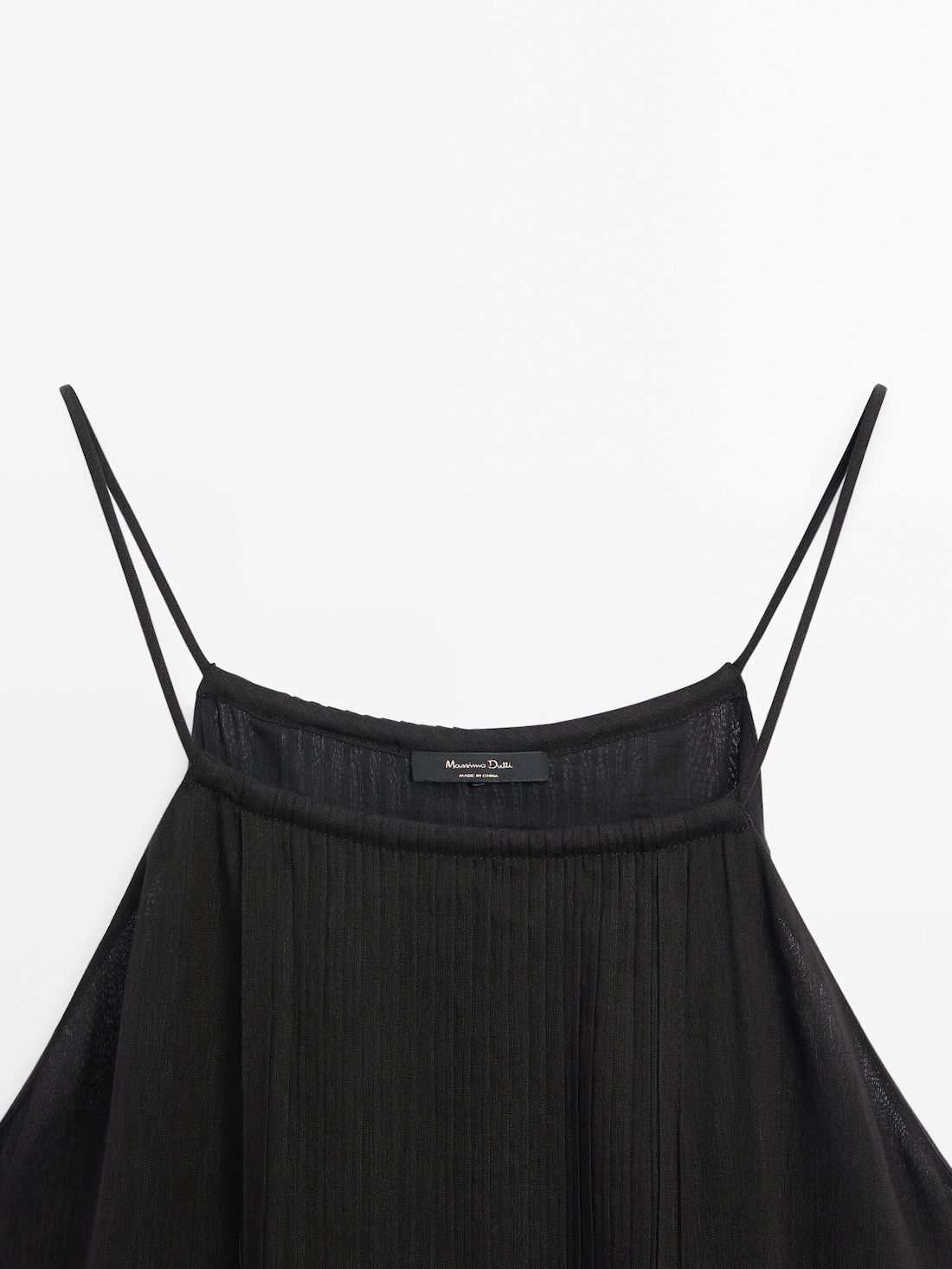 Massimo Dutti Halterneck Midi With Pleated Detail Women Dress Black | US-OW6743029