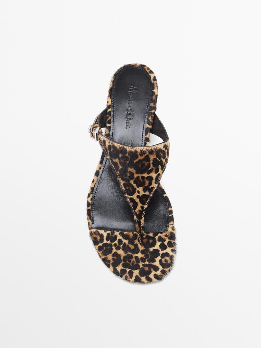 Massimo Dutti Heeled Animal Print With Buckle Women Sandals Leopard | US-WB7943082