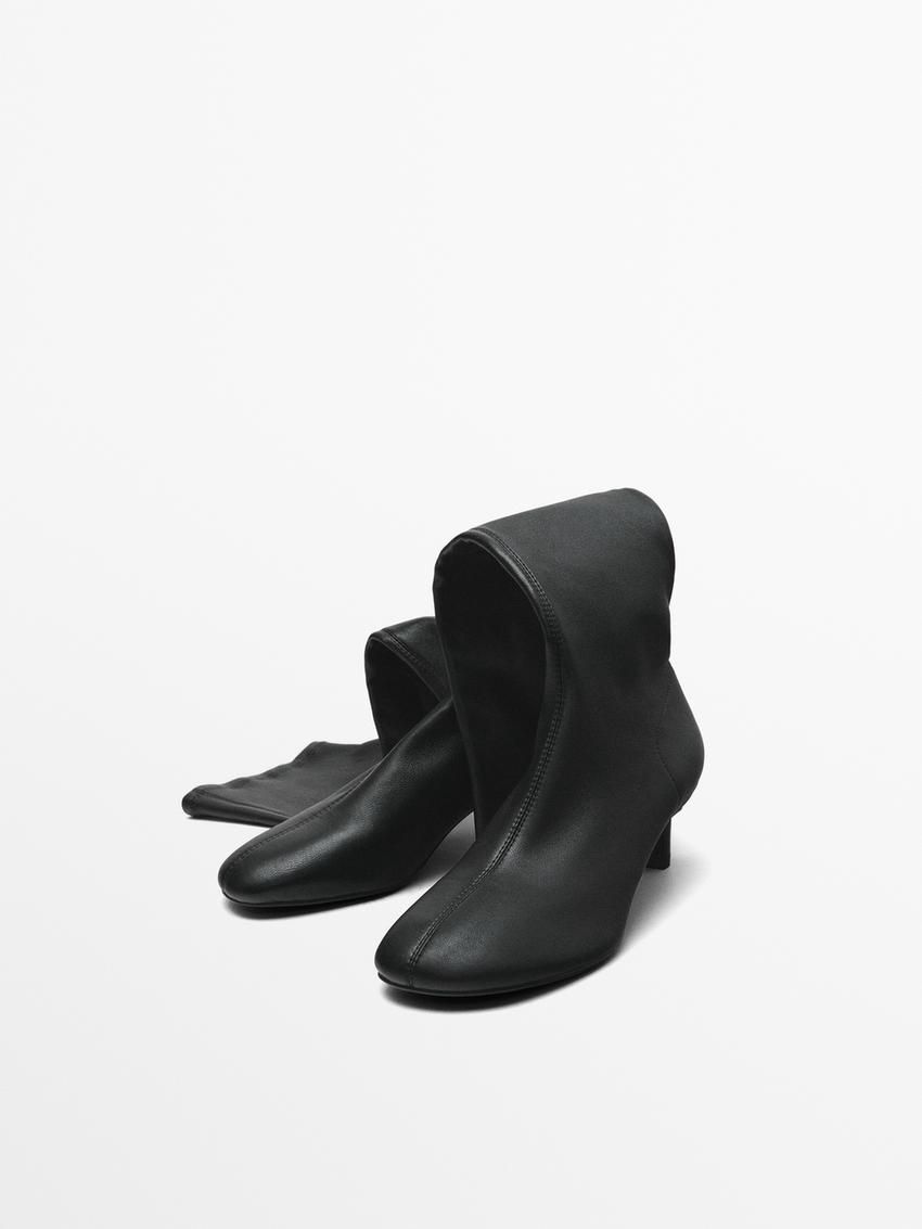 Massimo Dutti Heeled Stretch Women Knee-high Boots Black | US-BG5487693