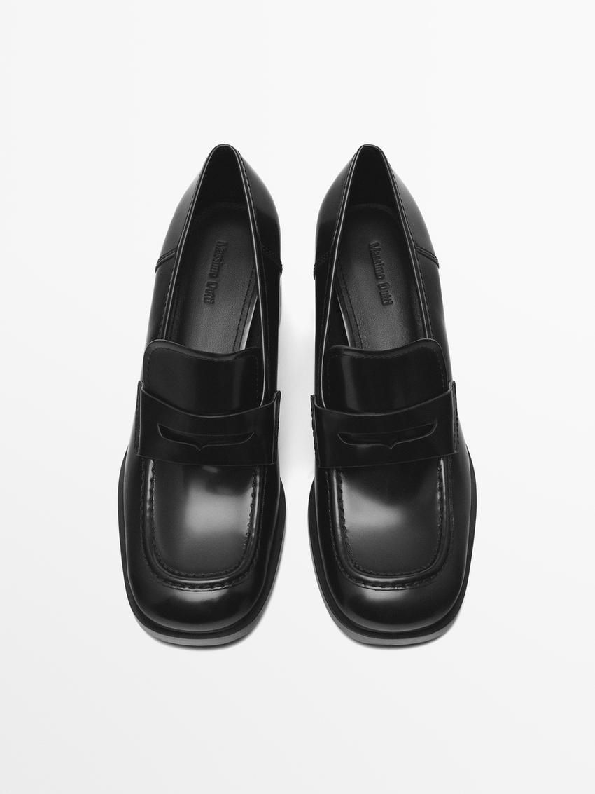 Massimo Dutti Heeled Women Loafers Black | US-ZL3246017