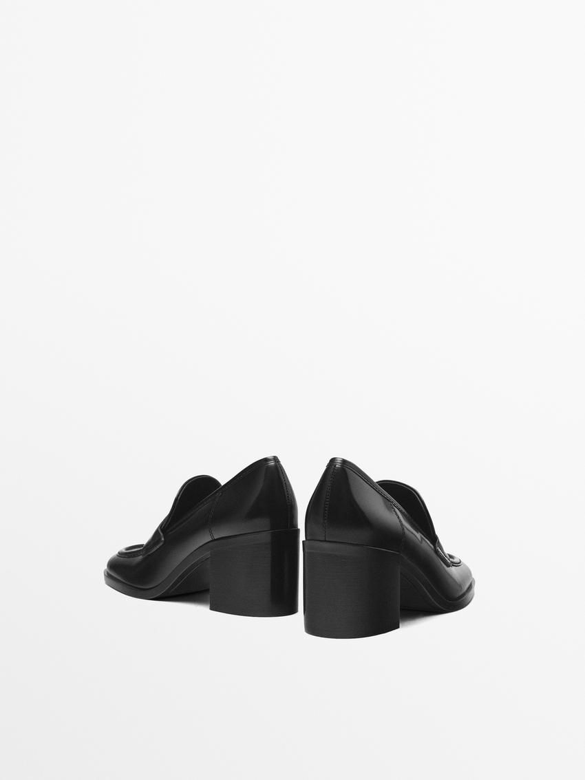 Massimo Dutti Heeled Women Loafers Black | US-ZL3246017