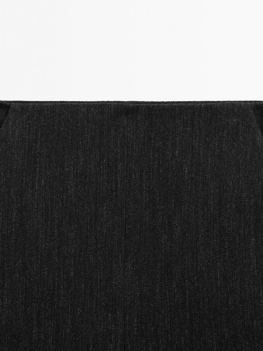 Massimo Dutti Herringbone Midi With Slit Women Skirts Black | US-DR2350714
