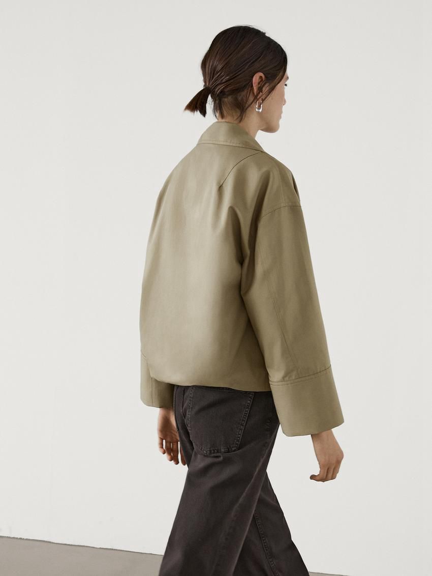 Massimo Dutti High Neck Cropped Women Parka Khaki | US-NF4983561