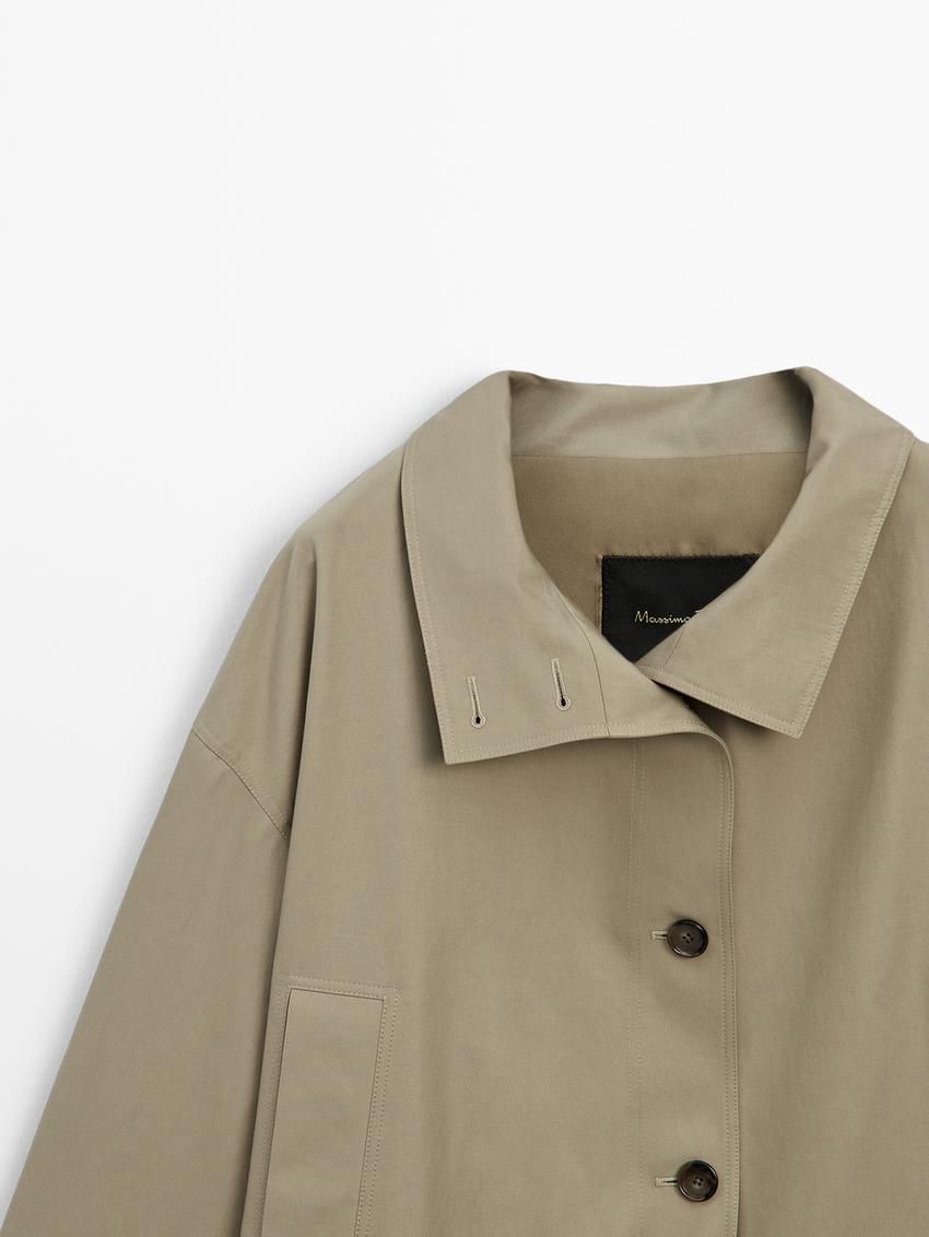 Massimo Dutti High Neck Cropped Women Parka Khaki | US-NF4983561