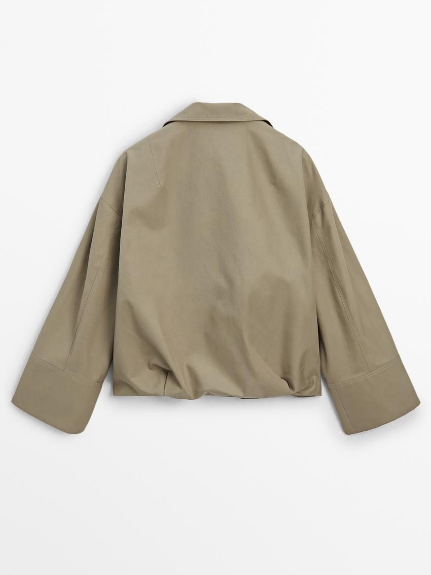 Massimo Dutti High Neck Cropped Women Parka Khaki | US-NF4983561