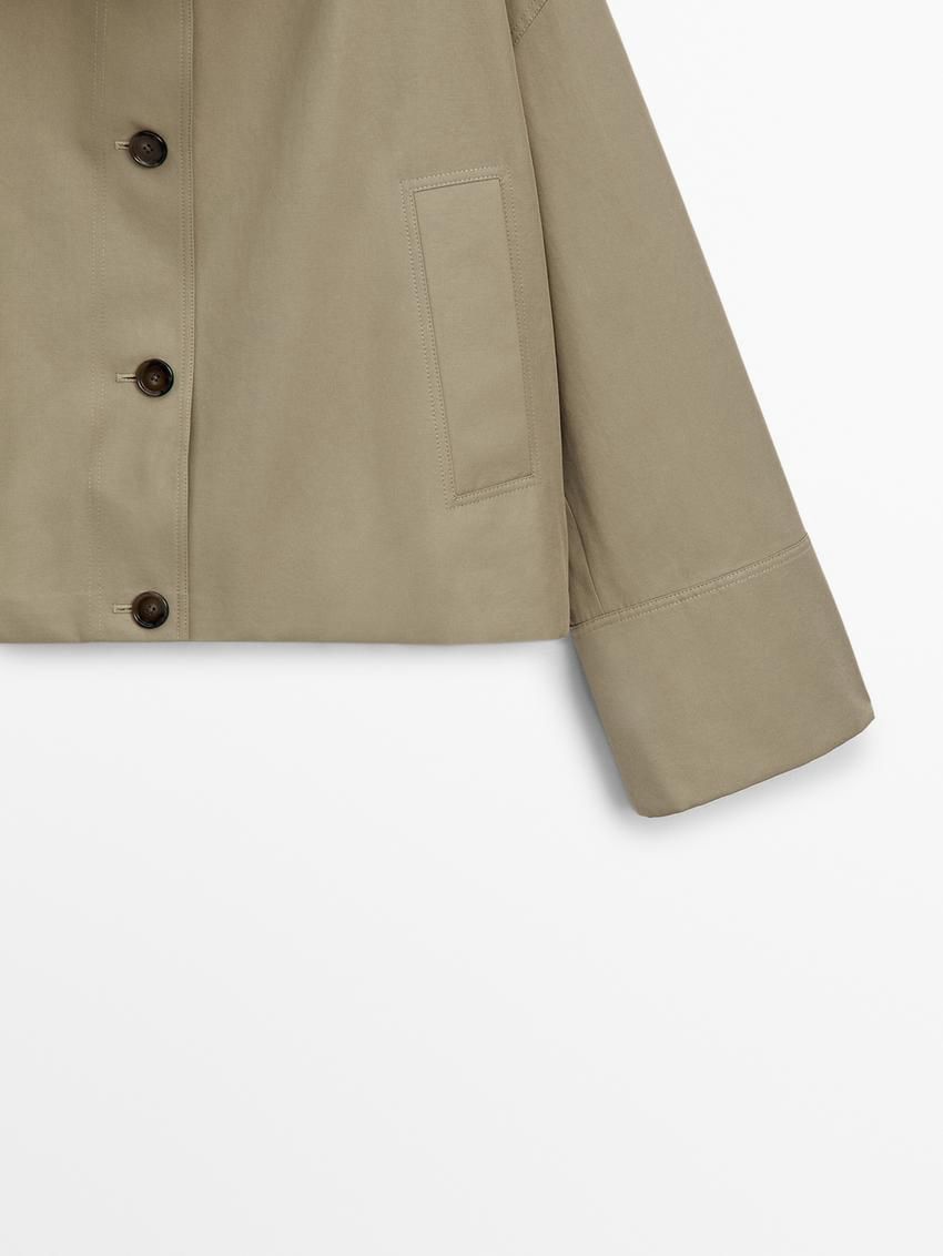 Massimo Dutti High Neck Cropped Women Parka Khaki | US-NF4983561