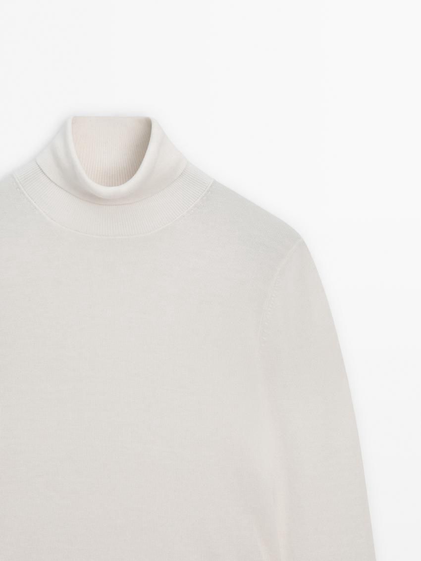 Massimo Dutti High Neck Knit Women Jumpers Cream | US-KT5287169