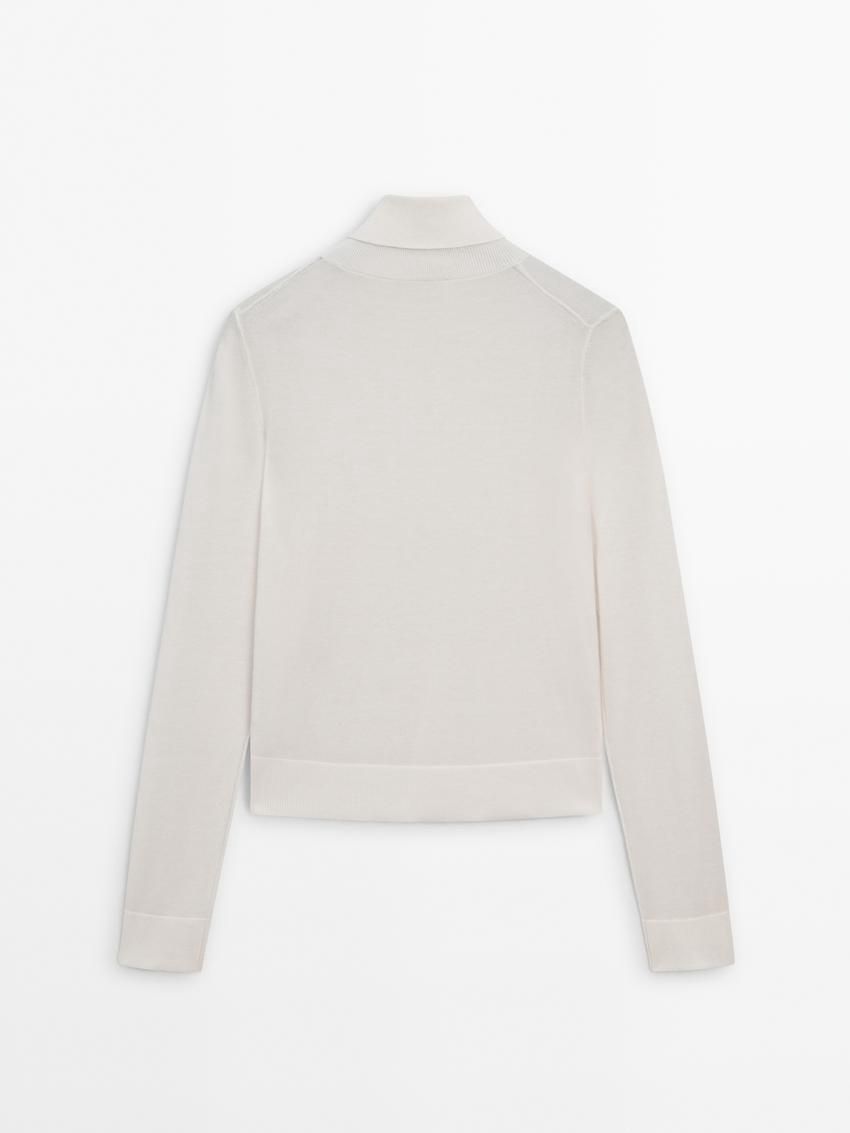 Massimo Dutti High Neck Knit Women Jumpers Cream | US-KT5287169