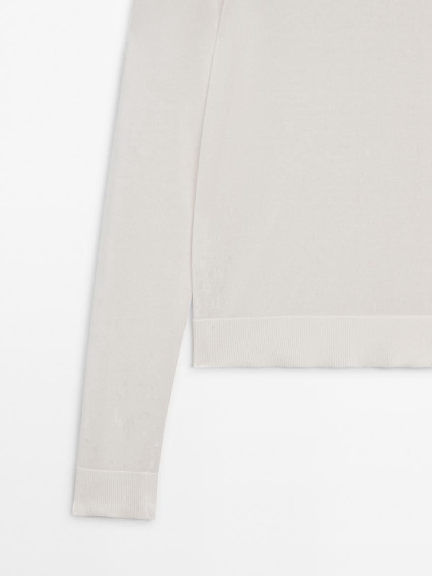 Massimo Dutti High Neck Knit Women Jumpers Cream | US-KT5287169