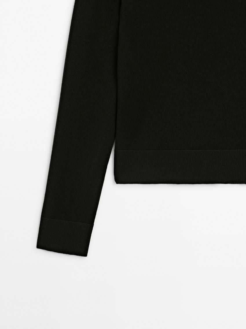 Massimo Dutti High Neck Knit Women Jumpers Black | US-VF0874562