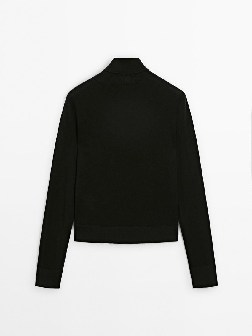 Massimo Dutti High Neck Knit Women Jumpers Black | US-VF0874562