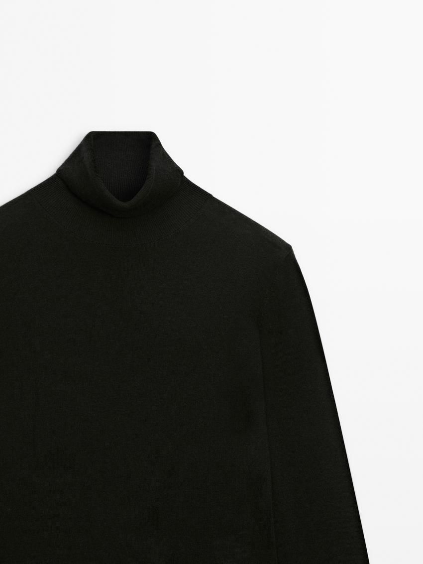 Massimo Dutti High Neck Knit Women Jumpers Black | US-VF0874562
