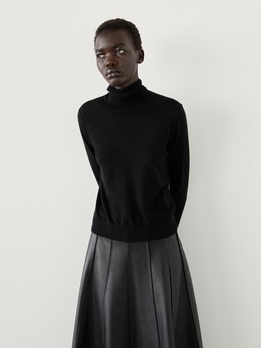 Massimo Dutti High Neck Knit Women Jumpers Black | US-VF0874562
