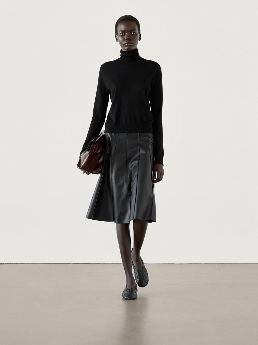 Massimo Dutti High Neck Knit Women Jumpers Black | US-VF0874562