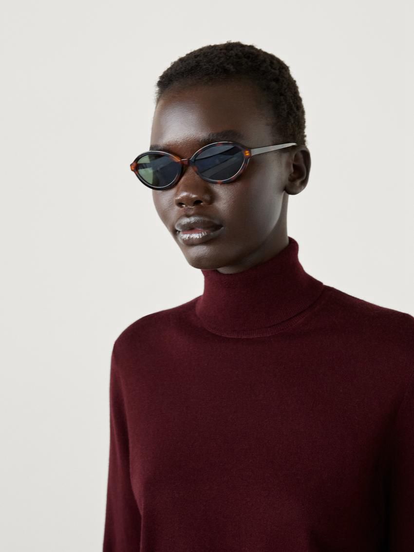 Massimo Dutti High Neck Knit Women Jumpers Burgundy | US-CE4950812