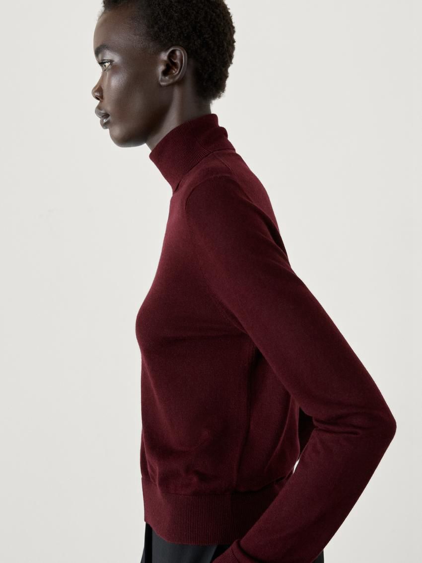 Massimo Dutti High Neck Knit Women Jumpers Burgundy | US-CE4950812
