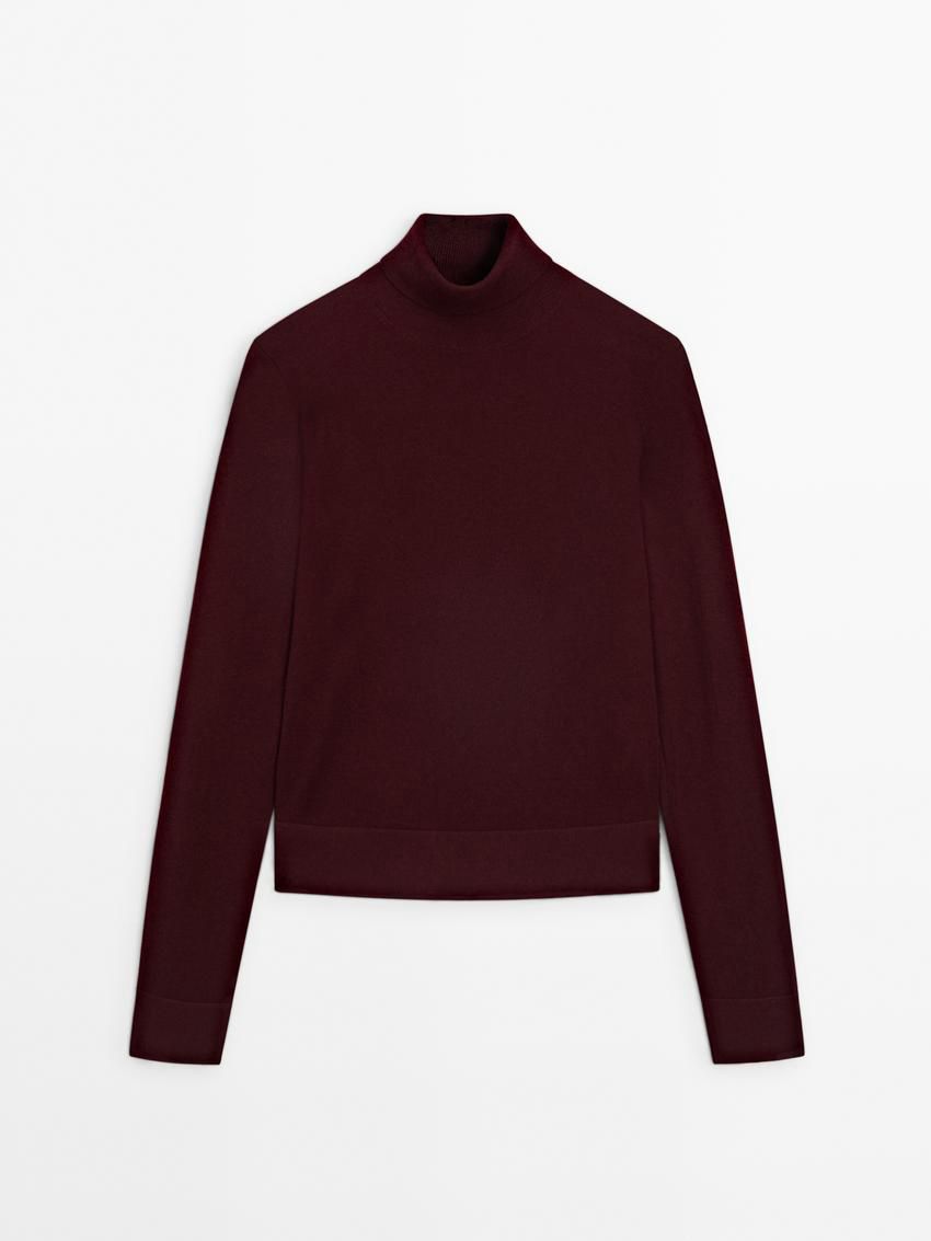 Massimo Dutti High Neck Knit Women Jumpers Burgundy | US-CE4950812