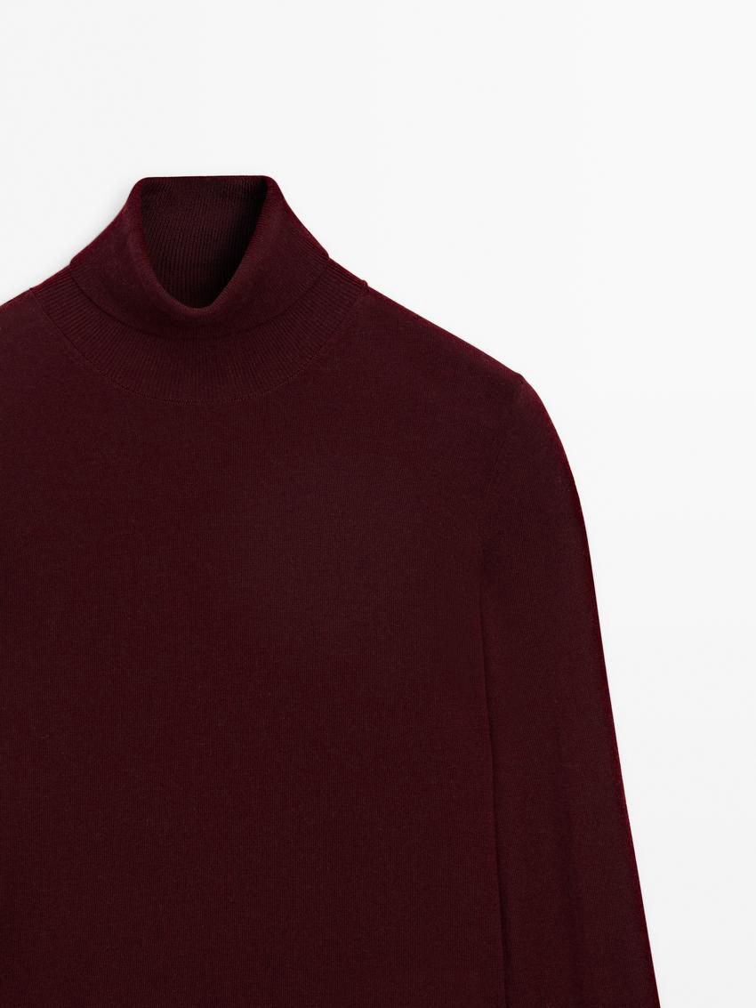 Massimo Dutti High Neck Knit Women Jumpers Burgundy | US-CE4950812