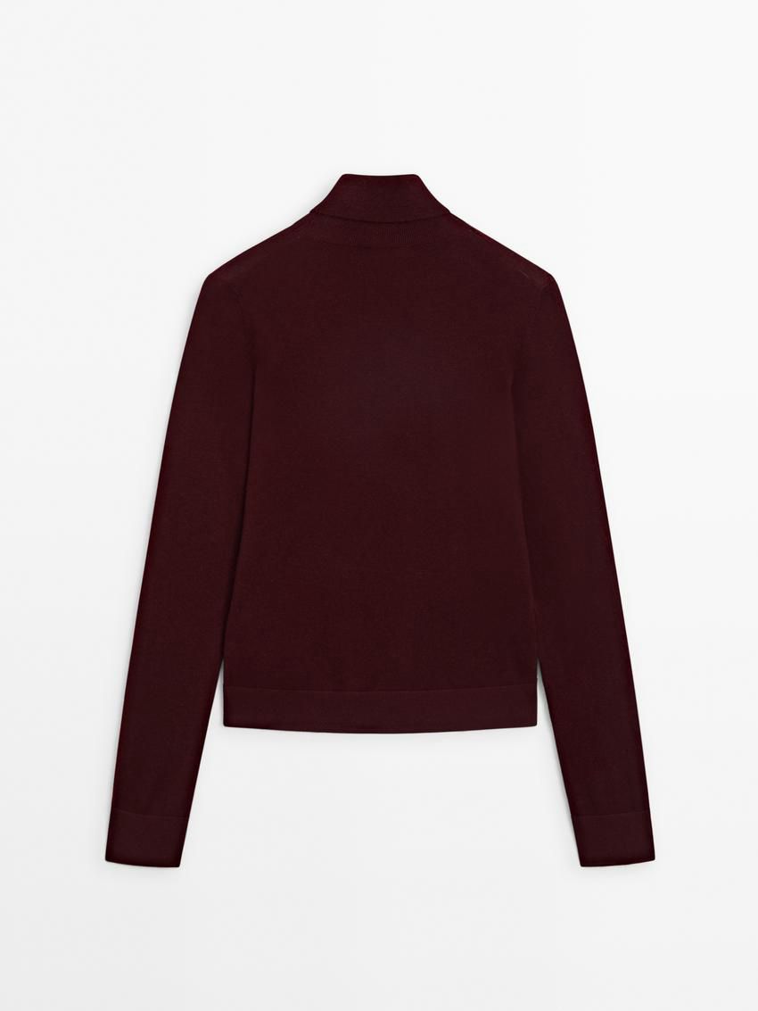 Massimo Dutti High Neck Knit Women Jumpers Burgundy | US-CE4950812