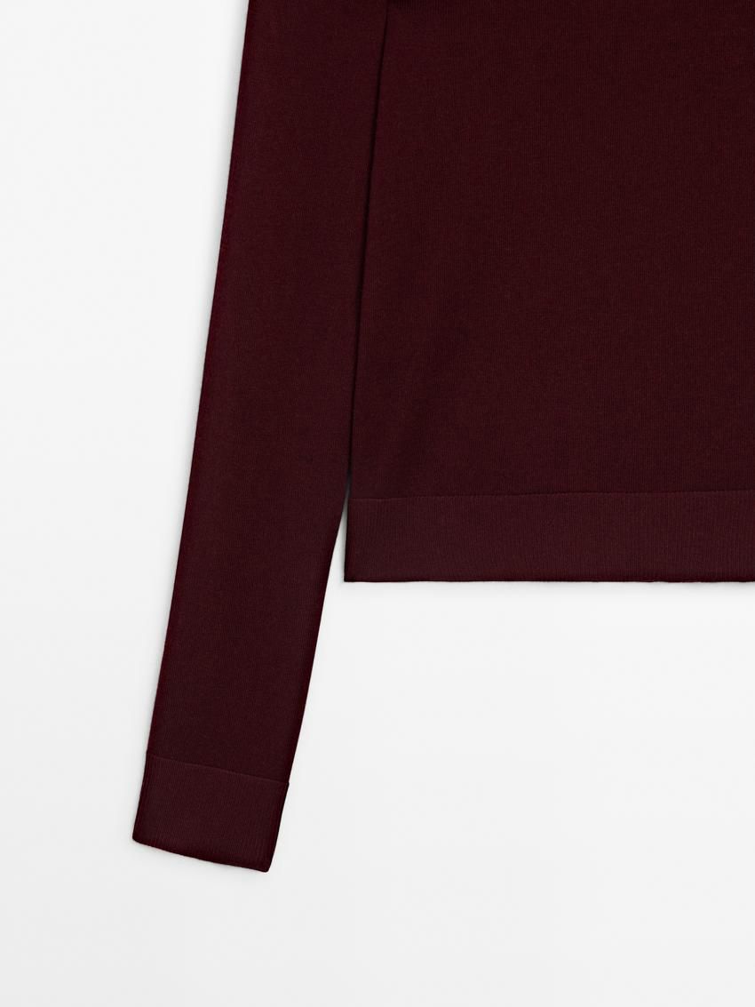 Massimo Dutti High Neck Knit Women Jumpers Burgundy | US-CE4950812
