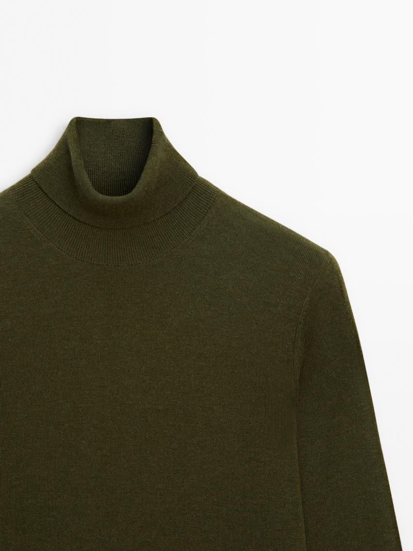 Massimo Dutti High Neck Knit Women Jumpers Dark Green | US-MB0214576