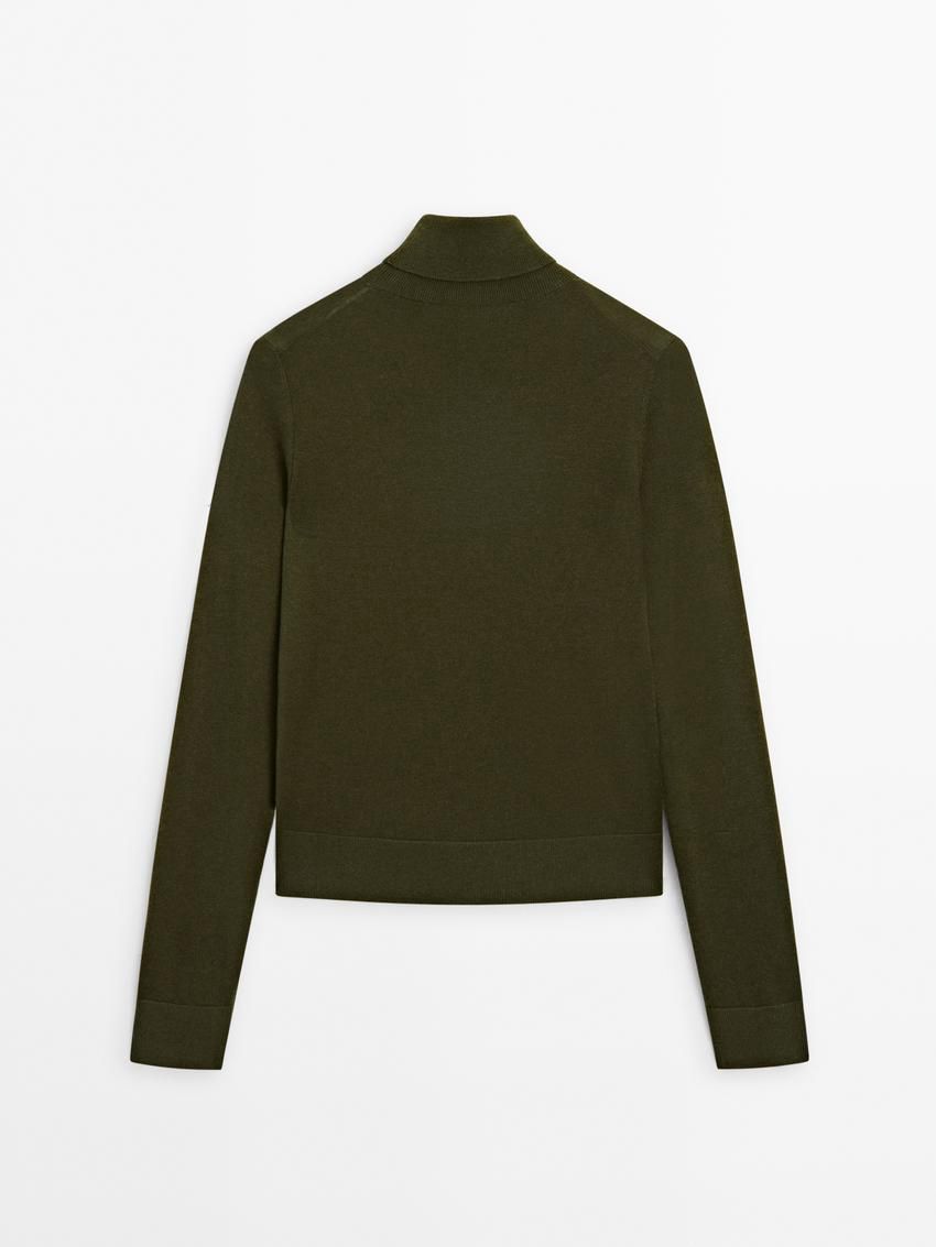 Massimo Dutti High Neck Knit Women Jumpers Dark Green | US-MB0214576