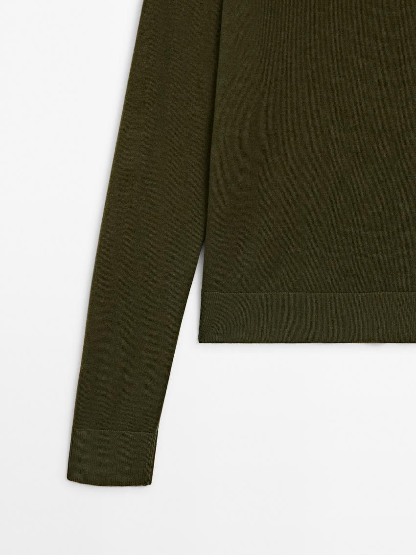 Massimo Dutti High Neck Knit Women Jumpers Dark Green | US-MB0214576
