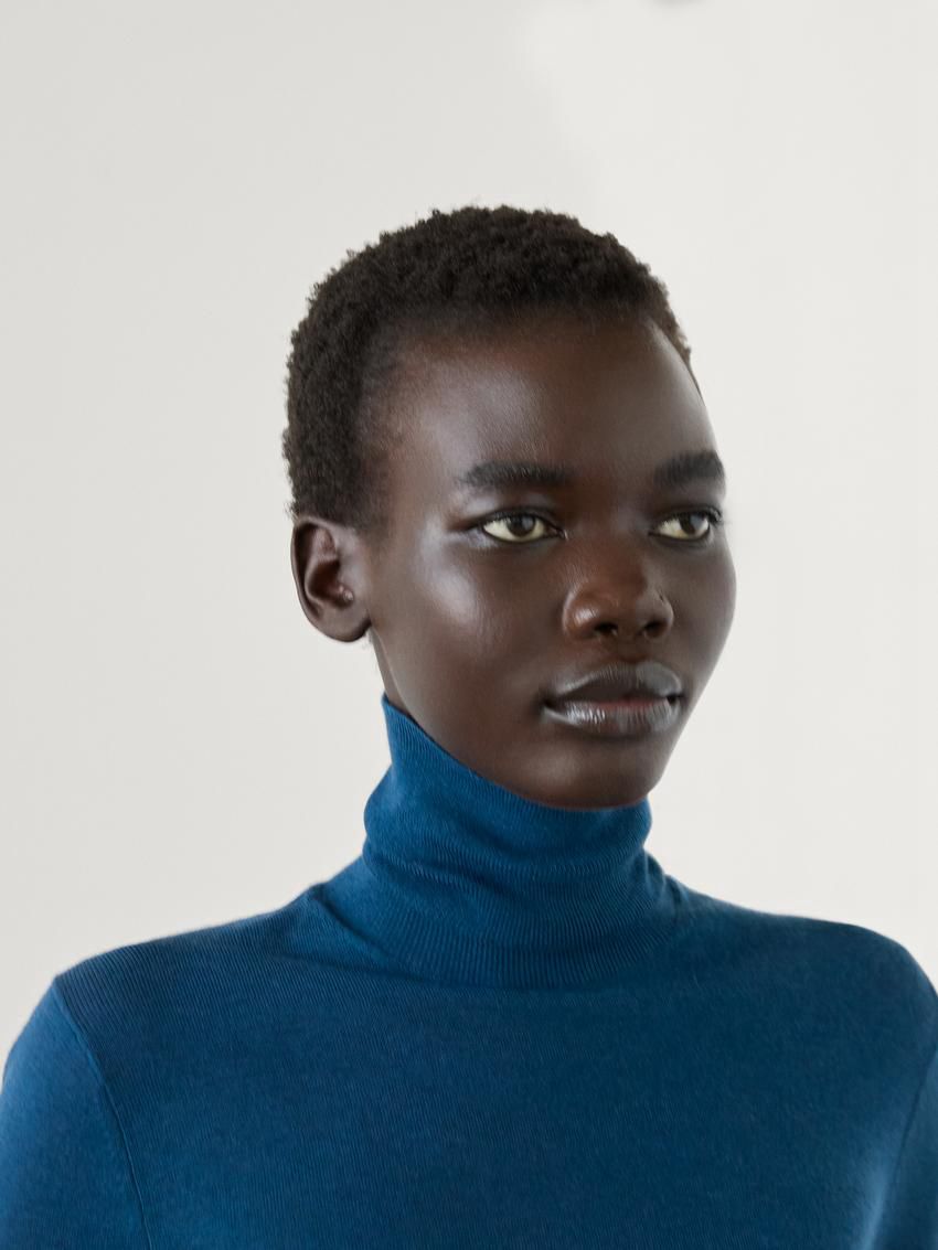 Massimo Dutti High Neck Knit Women Jumpers Blue | US-WH7590236