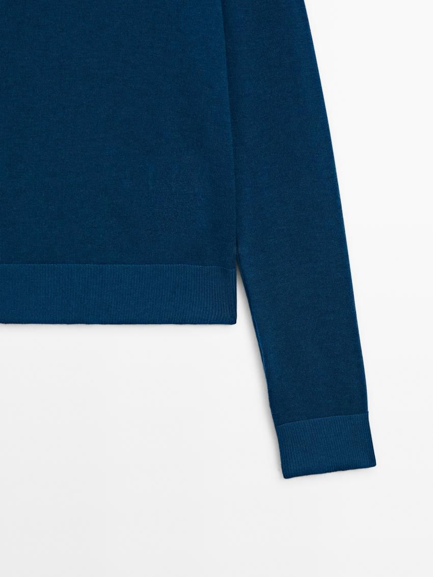 Massimo Dutti High Neck Knit Women Jumpers Blue | US-WH7590236