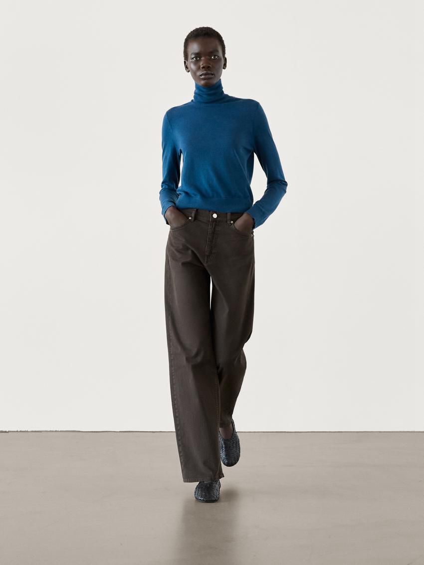 Massimo Dutti High Neck Knit Women Jumpers Blue | US-WH7590236
