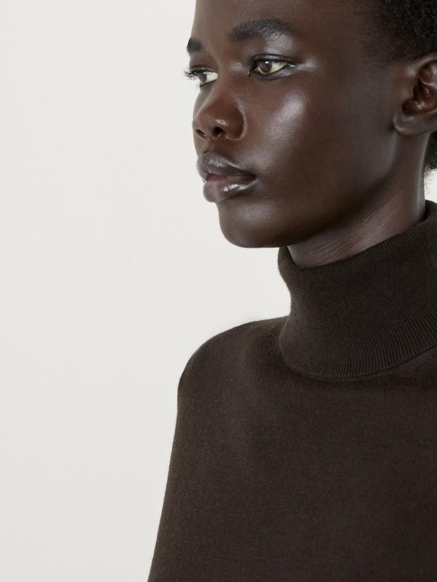 Massimo Dutti High Neck Knit Women Jumpers Dark Brown | US-TM0716592