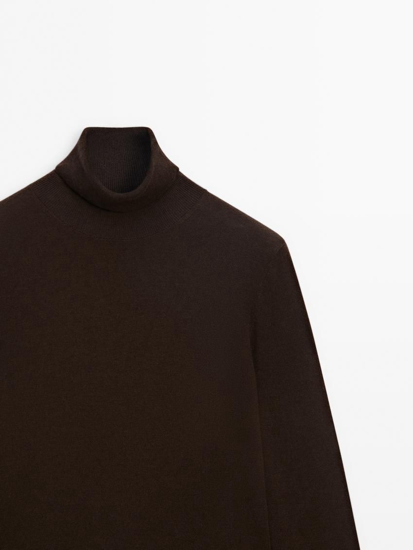 Massimo Dutti High Neck Knit Women Jumpers Dark Brown | US-TM0716592