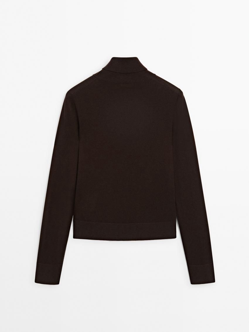 Massimo Dutti High Neck Knit Women Jumpers Dark Brown | US-TM0716592