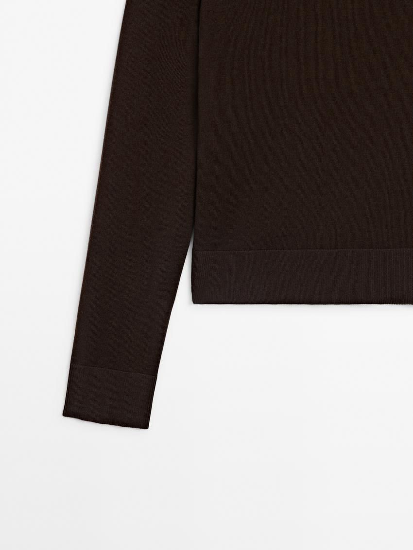 Massimo Dutti High Neck Knit Women Jumpers Dark Brown | US-TM0716592