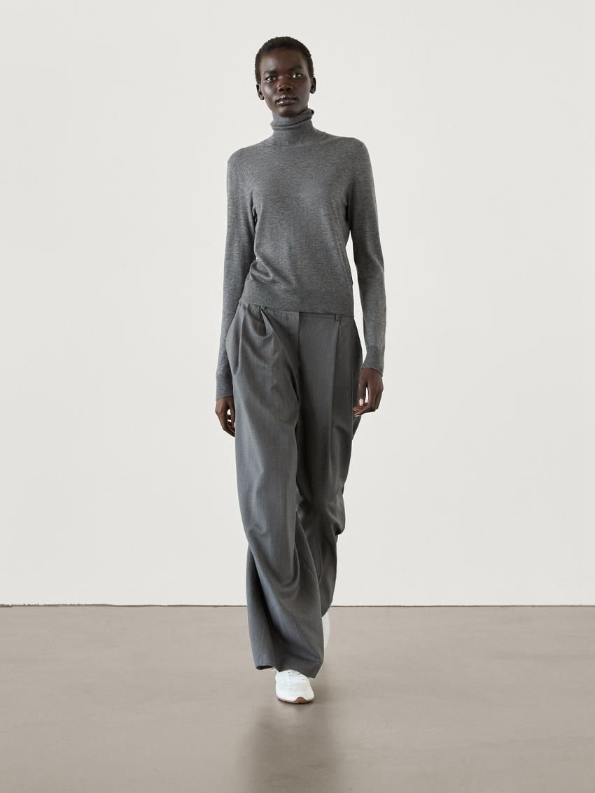 Massimo Dutti High Neck Knit Women Jumpers Grey | US-JX3028961