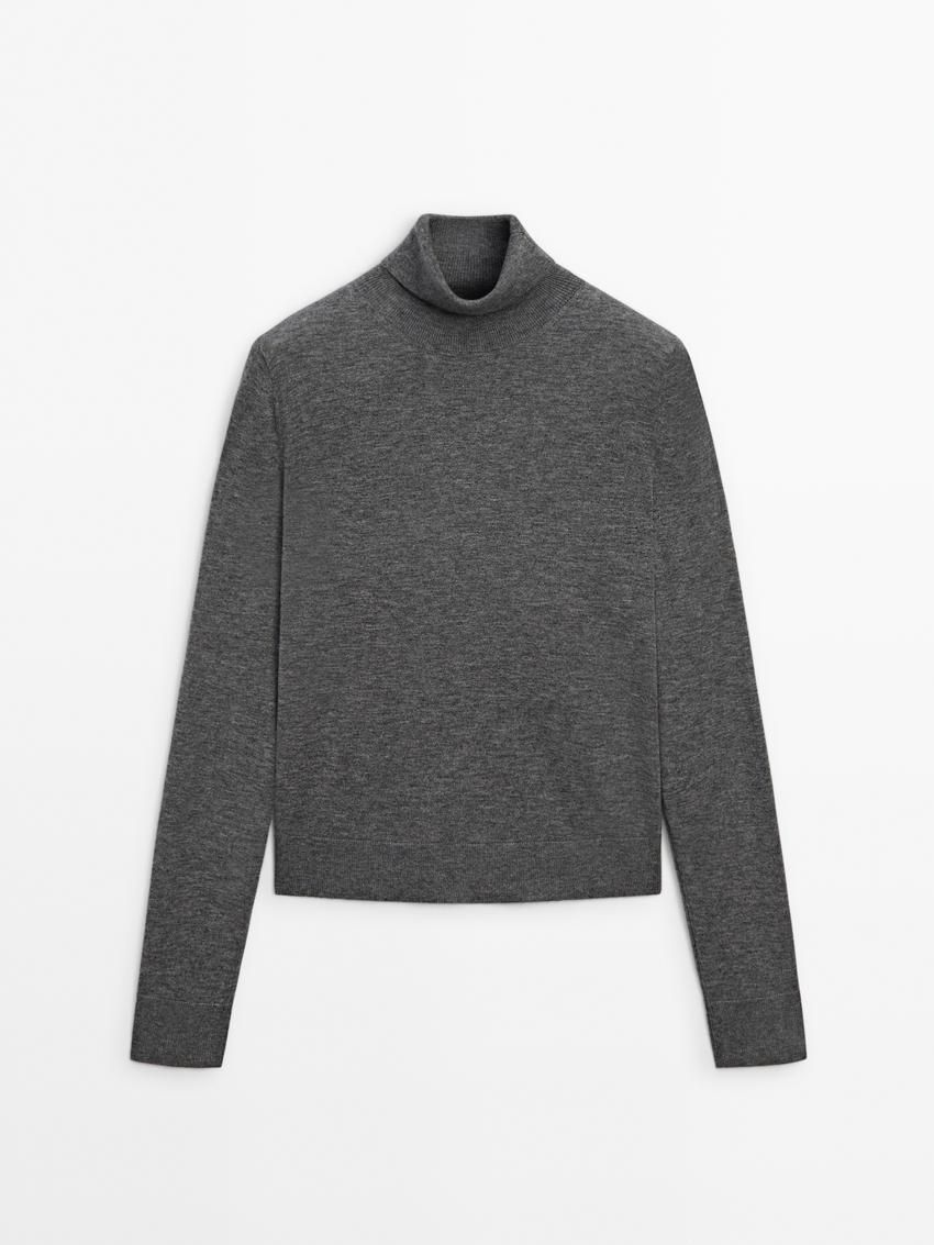 Massimo Dutti High Neck Knit Women Jumpers Grey | US-JX3028961