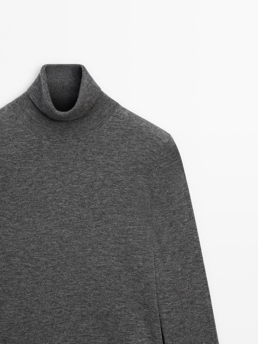 Massimo Dutti High Neck Knit Women Jumpers Grey | US-JX3028961