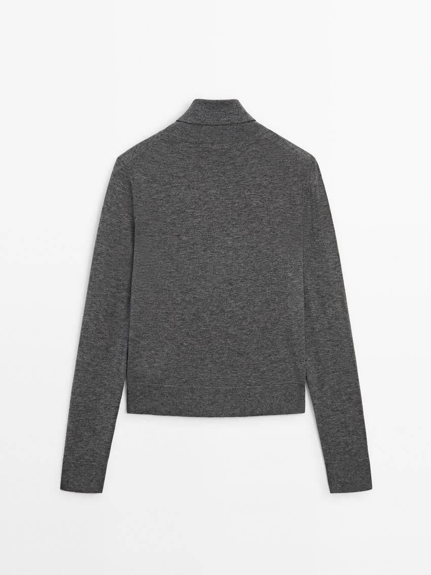 Massimo Dutti High Neck Knit Women Jumpers Grey | US-JX3028961