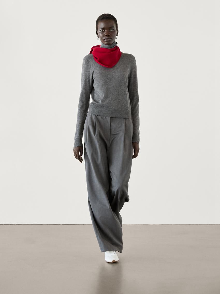 Massimo Dutti High Neck Knit Women Jumpers Grey | US-JX3028961