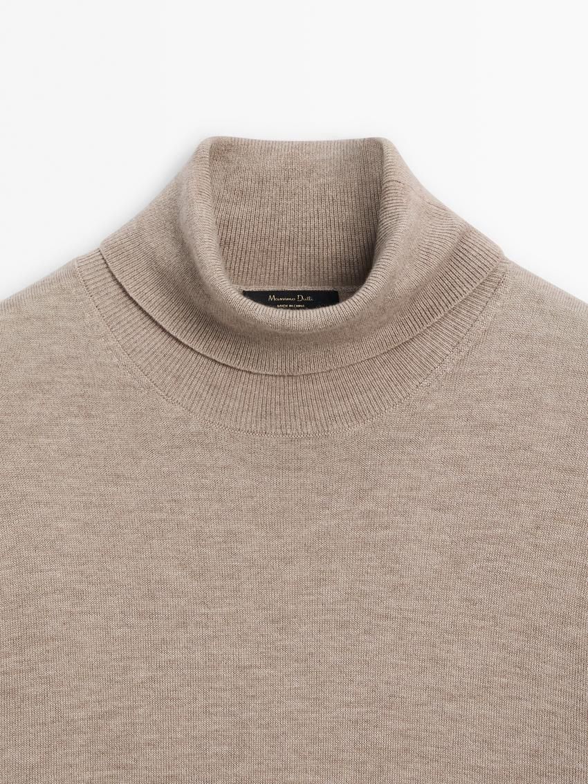 Massimo Dutti High Neck Knit Women Jumpers Beige | US-KO4863015
