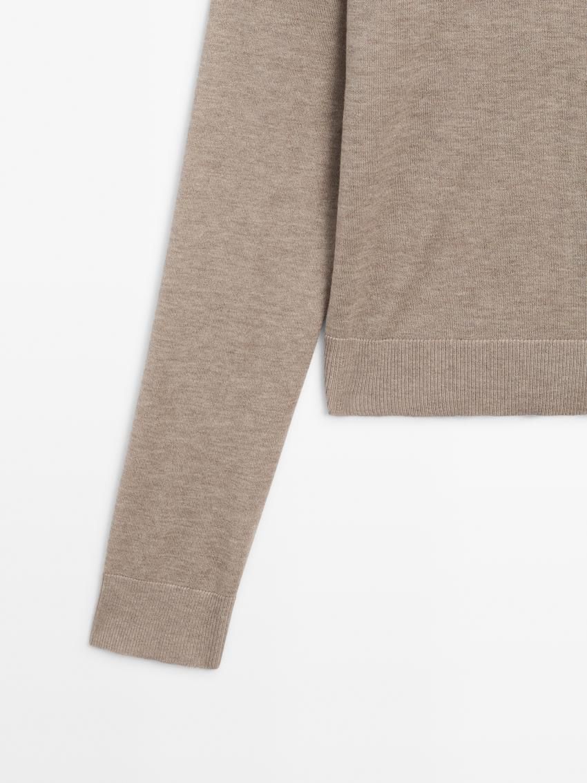 Massimo Dutti High Neck Knit Women Jumpers Beige | US-KO4863015