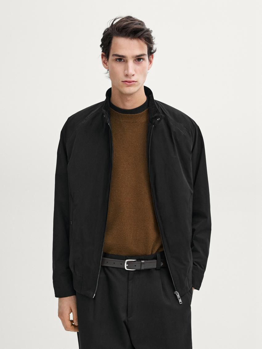 Massimo Dutti High Neck Men Bomber Jacket Black | US-HW5946783