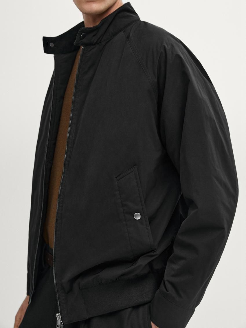 Massimo Dutti High Neck Men Bomber Jacket Black | US-HW5946783