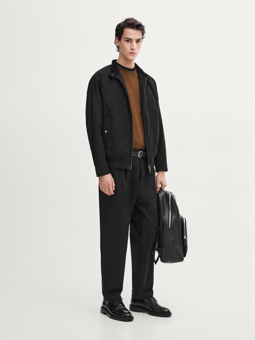 Massimo Dutti High Neck Men Bomber Jacket Black | US-HW5946783