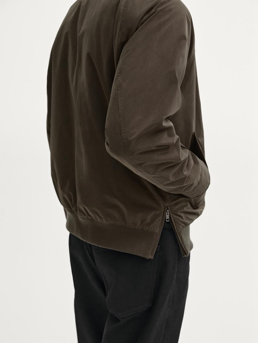Massimo Dutti High Neck Men Bomber Jacket Dark Khaki | US-AO3460287