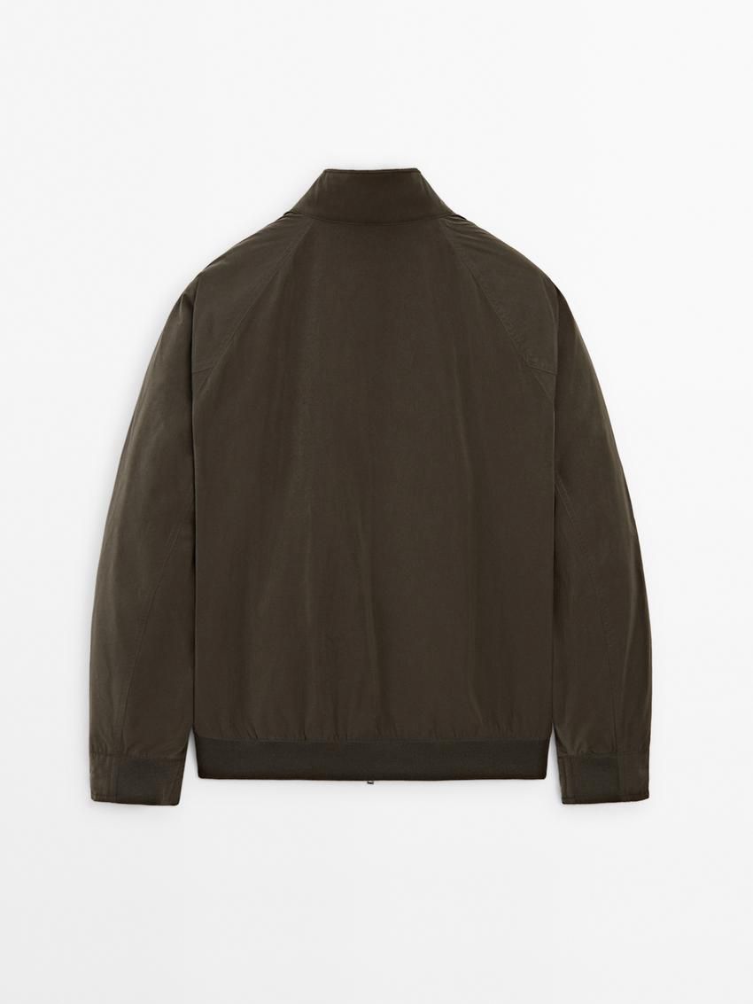 Massimo Dutti High Neck Men Bomber Jacket Dark Khaki | US-AO3460287